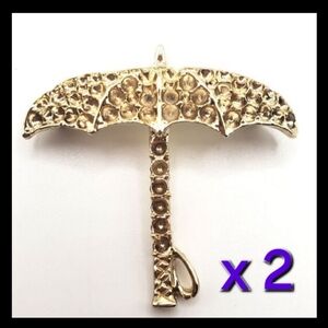 🟢3/$19🟢 2 x Gold Umbrella Brooches Pin Settings Blanks New Old Stock